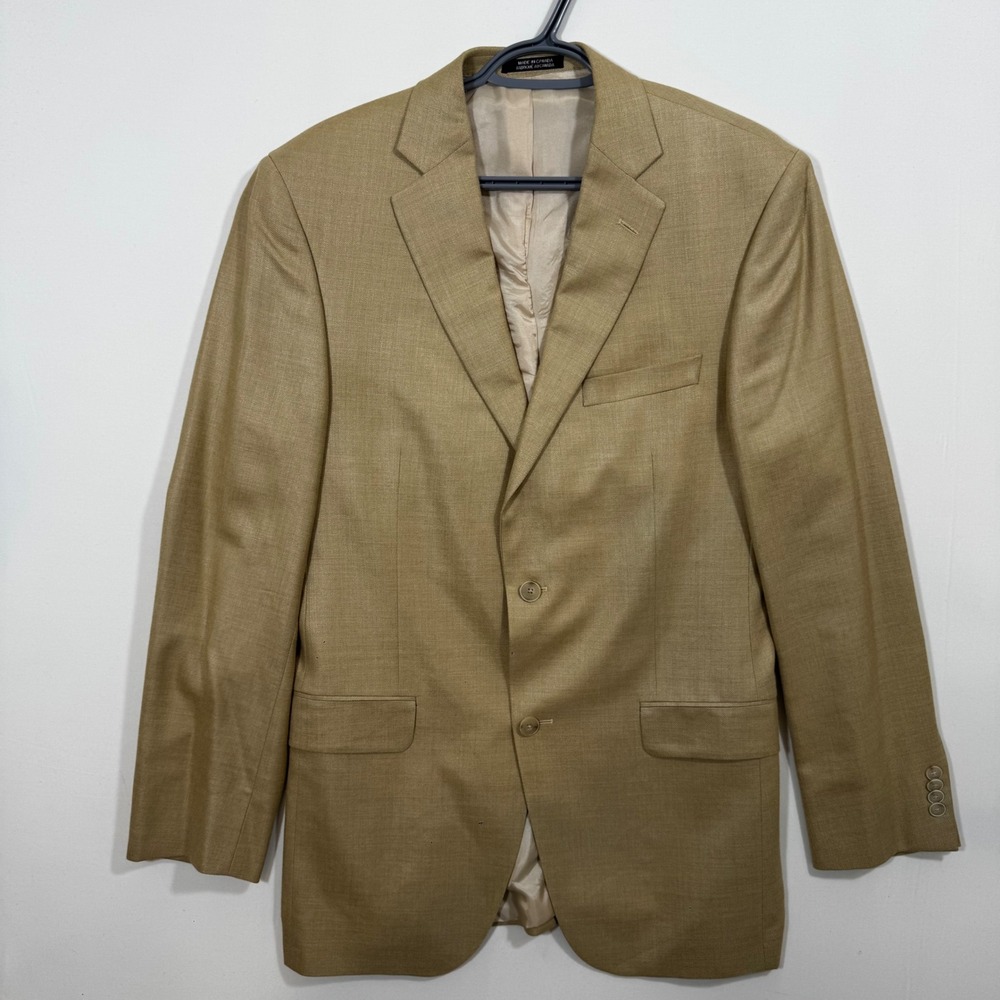 Black Brown 1826 Men's Blazer Tan Silk Wool Linen‎ 40L Never Worn Quiet Luxury